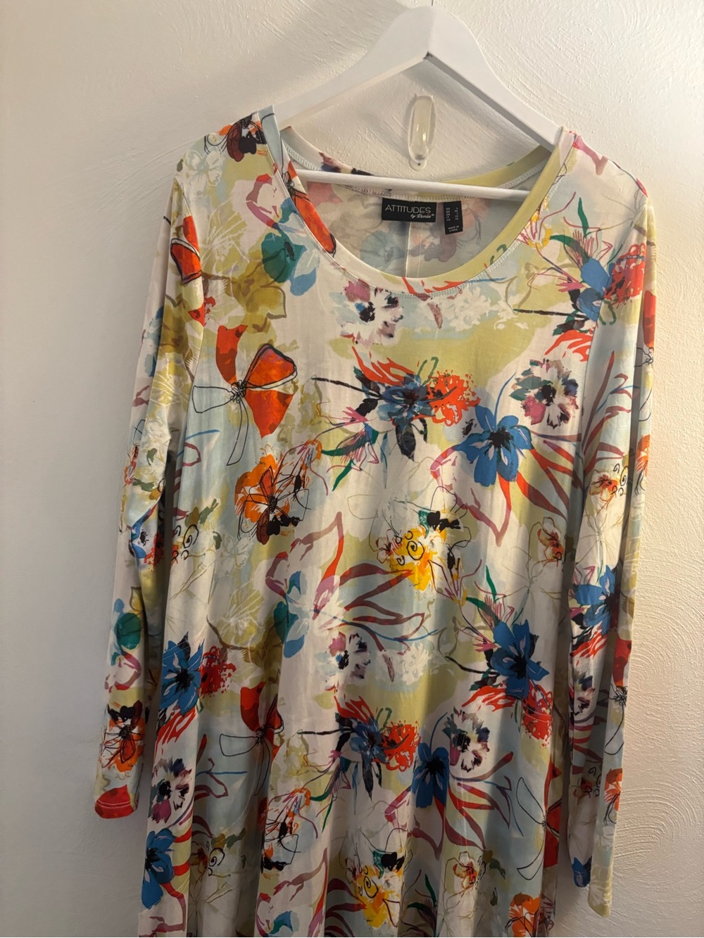 Attitudes by Renee Long Floral Maxi Dress with Blue & Orange Blooms Size Large - Picture 3 of 9